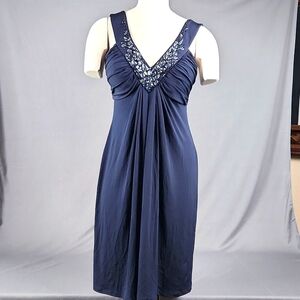 Maggy London - Navy Blue Party Dress w/beading - Size 10